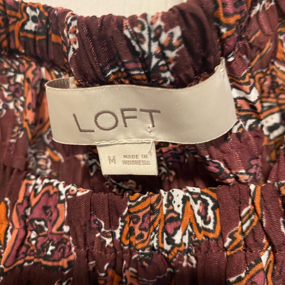 LOFT Paisley Print Blouse in Rich Brown - Picture 3 of 3